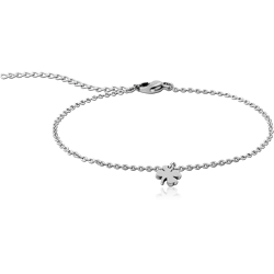 316L SURGICAL STEEL GRADE 316L BRACELET WITH FOUR LEAF CLOVER CHARM POLISHED FINISH ADJUSTABLE CHAIN
