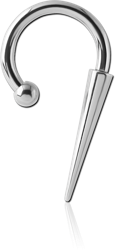 SURGICAL STEEL GRADE 316L CIRCULAR BARBELL WITH BALL AND LONG CONE
