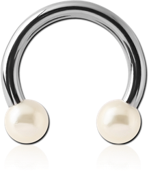 SURGICAL STEEL GRADE 316L CIRCULAR BARBELL WITH ORGANIC SYNTHETIC PEARLS