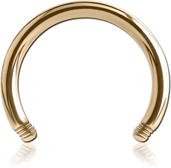 ZIRCON GOLD PVD COATED SURGICAL STEEL GRADE 316L MICRO CIRCULAR BARBELL PIN 1.0MM WITH 1.2MM THREAD