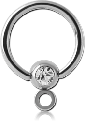 SURGICAL STEEL GRADE 316L VALUE JEWELED BALL CLOSURE RING WITH HORIZONTAL HOOP