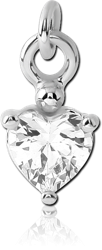 RHODIUM PLATED BASE METAL PRONG SET HEART CHARM