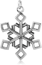 RHODIUM PLATED BASE METAL SNOWFLAKE CHARM