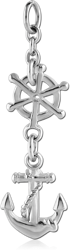 RHODIUM PLATED BASE METAL CHARM - HELM AND ANCHOR