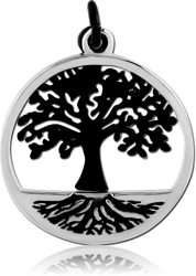 RHODIUM PLATED BASE METAL CHARM - TREE OF LIFE TWO PLATES