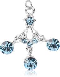 RHODIUM PLATED BASE METAL MULTI JEWELED CHARM