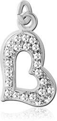 RHODIUM PLATED BASE METAL JEWELED HEART CHARM