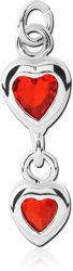 RHODIUM PLATED BASE METAL DOUBLE JEWELED HEART CHARM