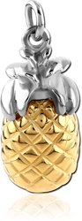 RHODIUM PLATED BASE METAL WITH TWO TONE CHARM  - PINEAPPLE