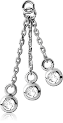 RHODIUM COATED BRASS TRIPLE JEWELED CHARM