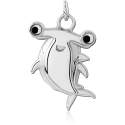 RHODIUM COATED BRASS CHARM WITH ENAMEL - FISH
