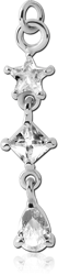 RHODIUM PLATED BASE METAL PRONG SET STAR SQUARE TEAR DROP CHARM