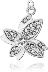 RHODIUM PLATED BASE METAL JEWELED SHADOW BUTTERFLY CHARM
