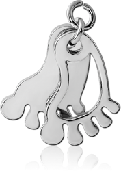 RHODIUM PLATED BASE METAL FOOT SHADOW CHARM