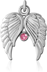 RHODIUM PLATED BASE METAL JEWELED WINGS CHARM