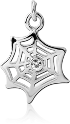 RHODIUM PLATED BASE METAL JEWELED WEB CHARM