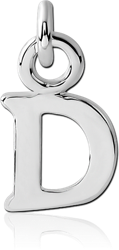 RHODIUM PLATED BASE METAL LETTER CHARM - D