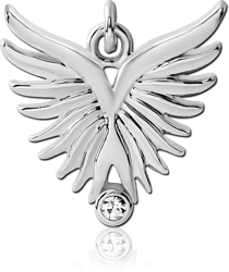 RHODIUM PLATED BASE METAL JEWELED WINGS CHARM