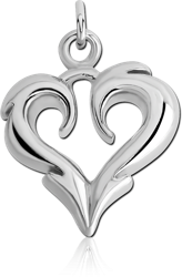 RHODIUM PLATED BASE METAL HEART CHARM