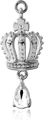 RHODIUM PLATED BASE METAL JEWELED CROWN CHARM