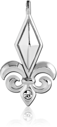 RHODIUM PLATED BASE METAL JEWELED FLEUR DE LIS CHARM