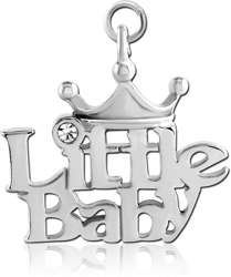 RHODIUM PLATED BASE METAL JEWELED CHARM - LITTLE BABY