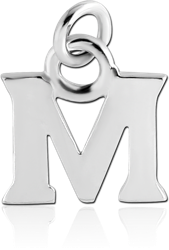RHODIUM PLATED BASE METAL LETTER CHARM - M