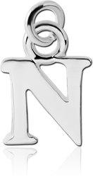 RHODIUM PLATED BASE METAL LETTER CHARM - N