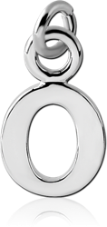 RHODIUM PLATED BASE METAL LETTER CHARM - O