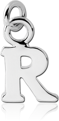 RHODIUM PLATED BASE METAL LETTER CHARM - R
