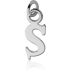RHODIUM PLATED BASE METAL LETTER CHARM - S