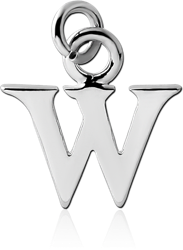 RHODIUM PLATED BASE METAL LETTER CHARM - W