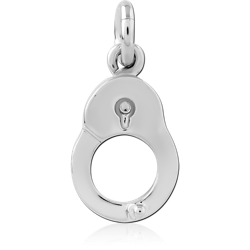 RHODIUM PLATED BASE METAL HANDCUFF CHARM