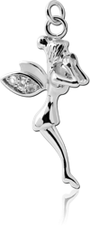 RHODIUM PLATED BASE METAL JEWELED FAIRY CHARM