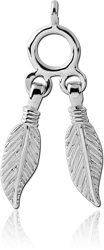 RHODIUM PLATED BASE METAL FEATHERS CHARM