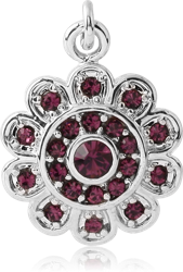 RHODIUM PLATED BASE METAL JEWELED CHARM