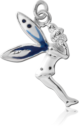 RHODIUM PLATED BASE METAL FAIRY WITH ENAMEL CHARM