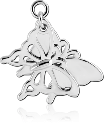 RHODIUM PLATED BASE METAL BUTTERFLY SHADOW CHARM