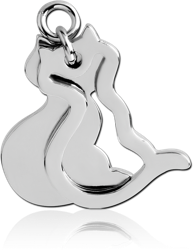 RHODIUM PLATED BASE METAL CAT SHADOW CHARM