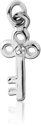 RHODIUM PLATED BASE METAL JEWELED KEY CHARM