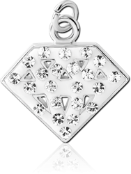 RHODIUM PLATED BASE METAL VALUE CRYSTALINE DIAMOND CHARM