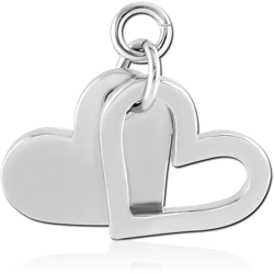 RHODIUM PLATED BASE METAL HEART SHADOW CHARM