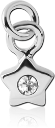 RHODIUM PLATED BASE METAL JEWELED STAR CHARM