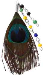 BASE METAL PEACOCK FEATHER CHARM WITH BEADS