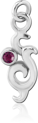 RHODIUM PLATED BASE METAL JEWELED CHARM