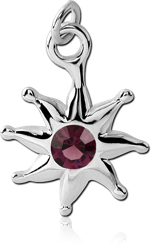 RHODIUM PLATED BASE METAL JEWELED SUN CHARM