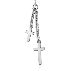 SURGICAL STEEL GRADE 316L TWO CROSSES CHARM