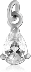 RHODIUM PLATED BASE METAL PRONG SET PEAR JEWELED CHARM