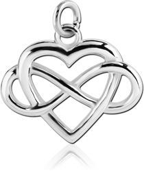 RHODIUM PLATED BASE METAL HEART WITH INFINITY SIGN CHARM