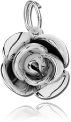 RHODIUM PLATED BASE METAL ROSE CHARM